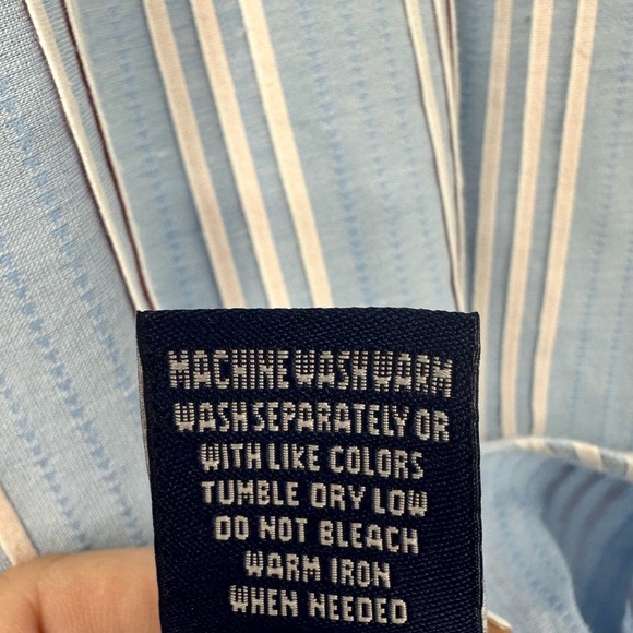 Robert Graham Mens Button Up Long Sleeve Shirt Blue Flip Cuff Stripes XL | Q1946 - Picture 9 of 12